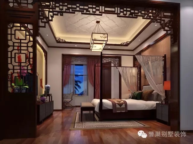 綠茵溫莎堡中式主臥裝修設計效果圖